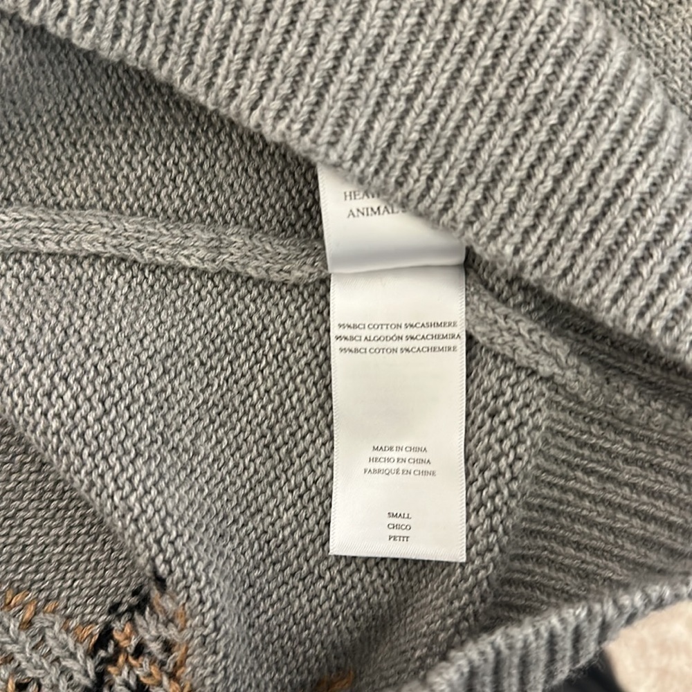 RAILS PERCI HEATHER GRAY ANIMAL STARS CASHMERE BLEND KNIT SWEATER - Picture 9 of 9